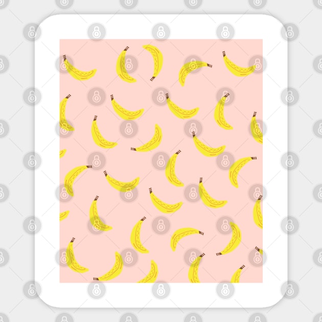 Pink Banana Print Sticker by Flamingo Design